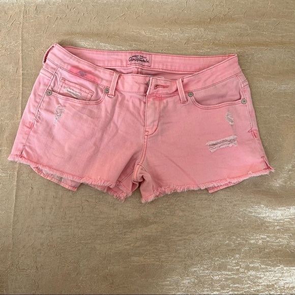 AEROPOSTALE Colored Cut-Off Denim Shorty Shorts. Pink color. Size 5/6.JUNIORS - Picture 1 of 8